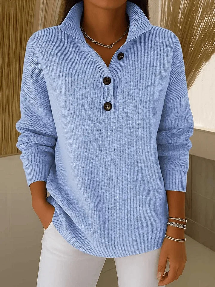 Yolanda | Polo-Neck Button Sweater