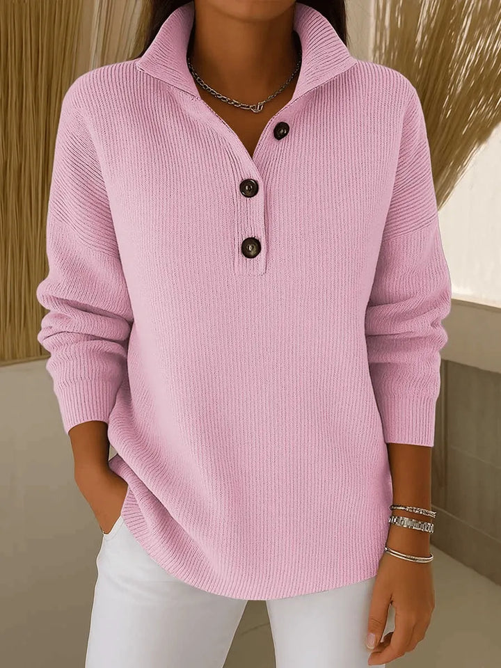 Yolanda | Polo-Neck Button Sweater