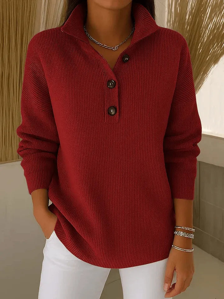 Yolanda | Polo-Neck Button Sweater
