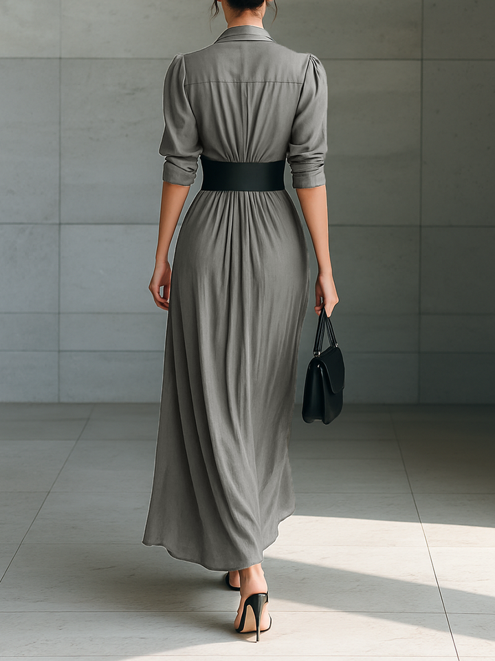 Zéphyrine | Draped Maxi Shirt Dress