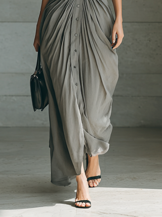 Zéphyrine | Draped Maxi Shirt Dress